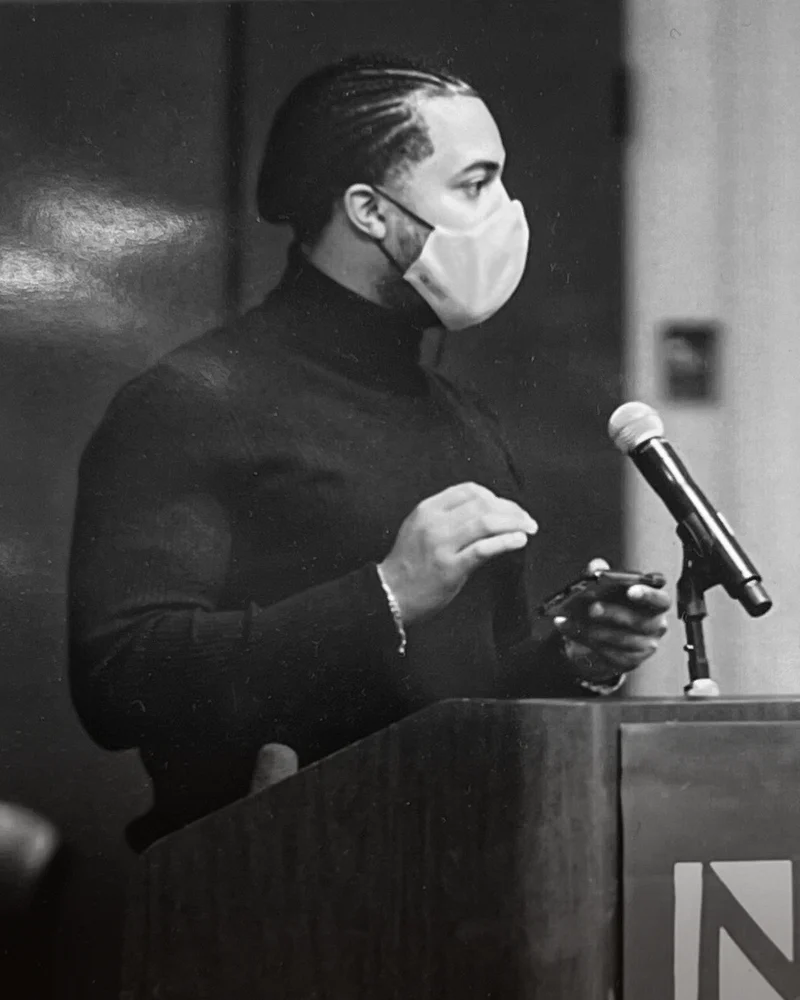 Chandler Walker Gayton speaking at the Northwest African American Museum